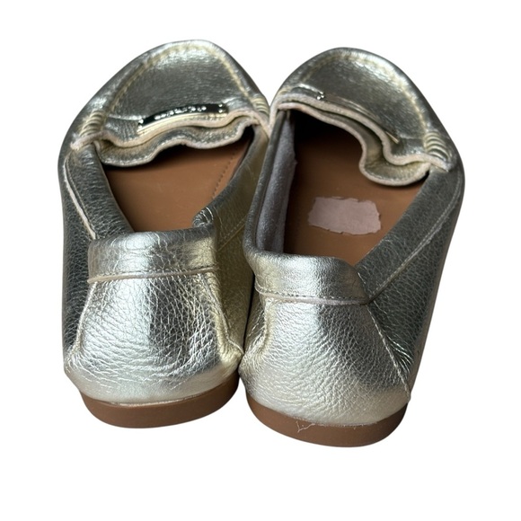 Coach Fredrica Metallic Gold Pebbled Leather Womens Loafers Size 6.5 Flats - Picture 8 of 9